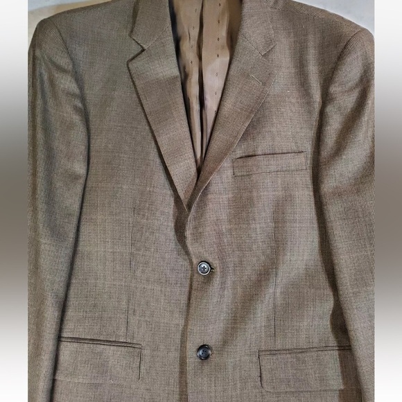 Joseph & Feiss Gold Signature Check Sport Coat 100% Wool Mens Size 48L - Picture 2 of 7